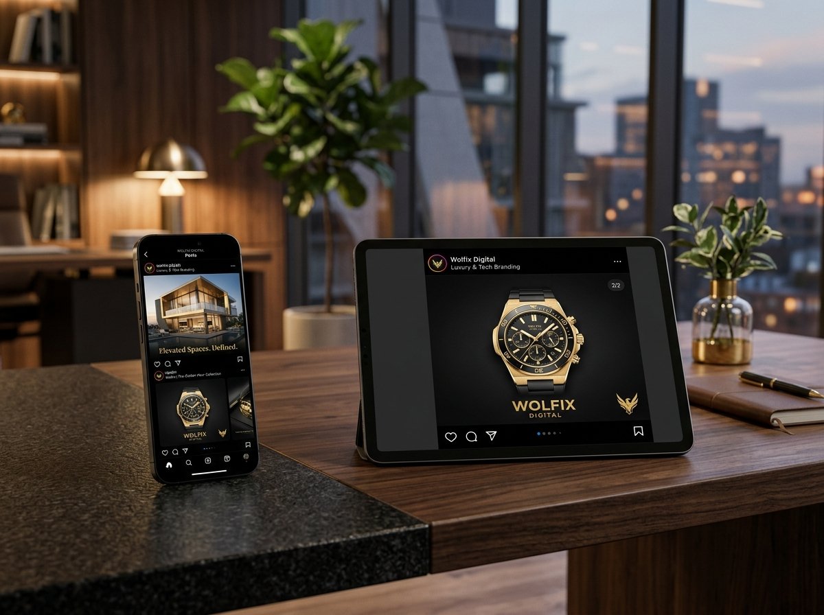Luxury Wolfix Social Media Application mockup