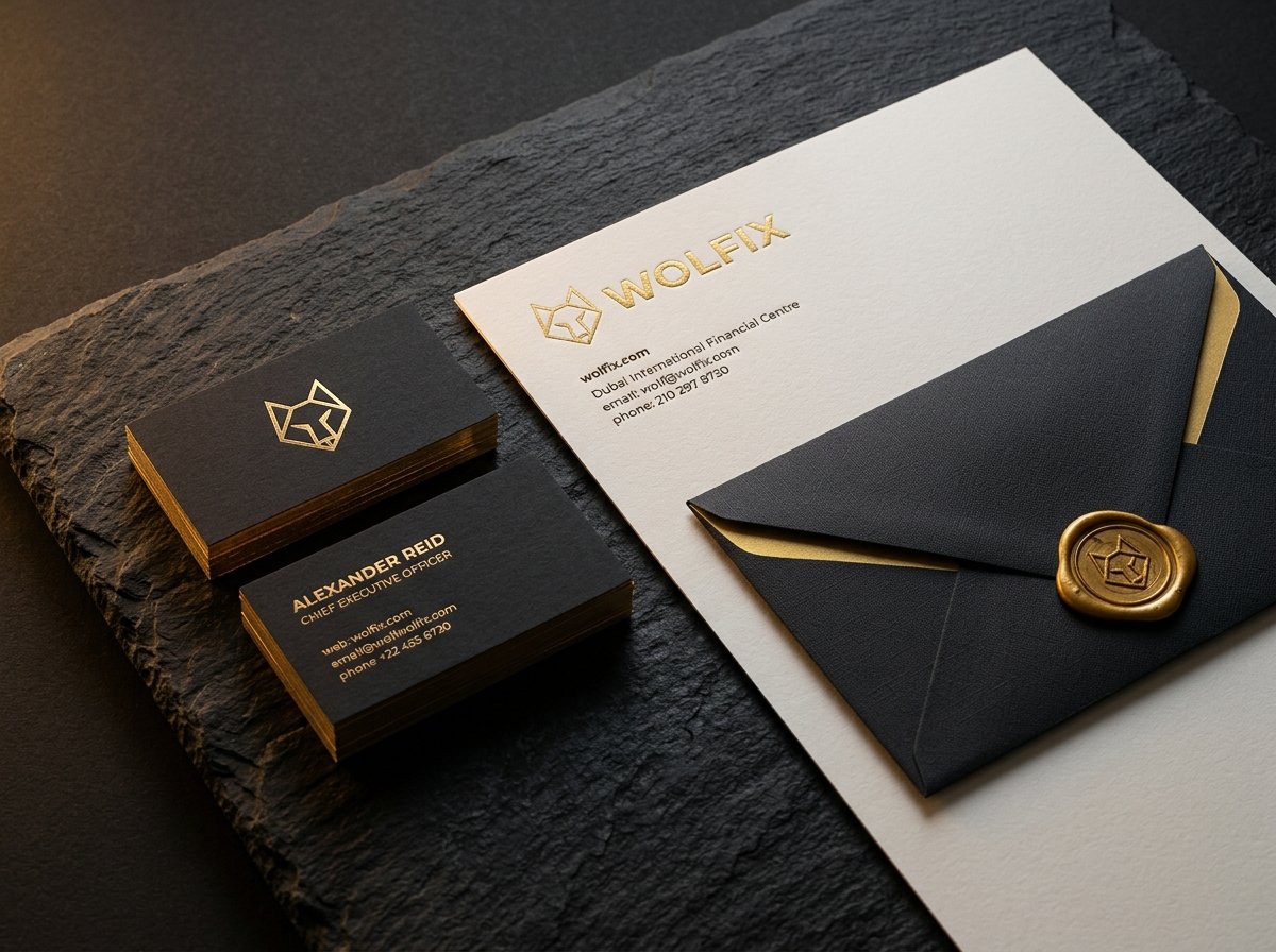 Luxury Wolfix Business Stationery mockup